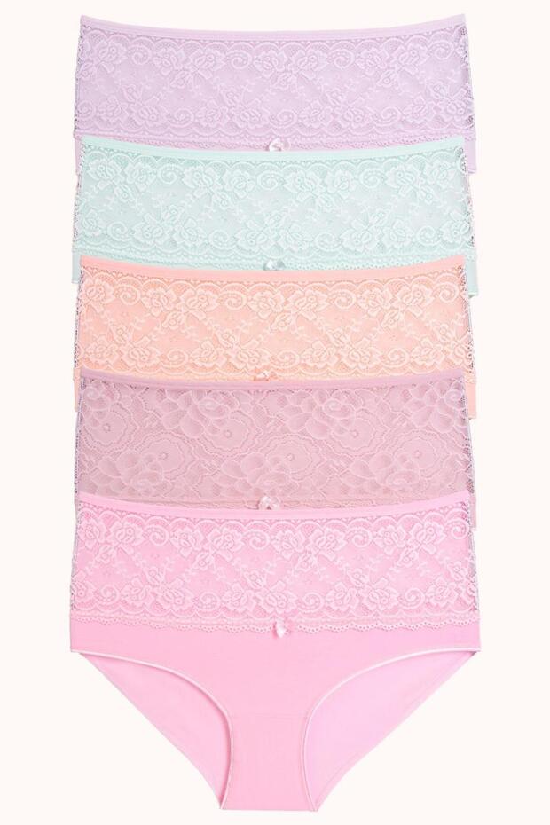 Women's Panties Large Size Pack of 5 Lacy Salmon