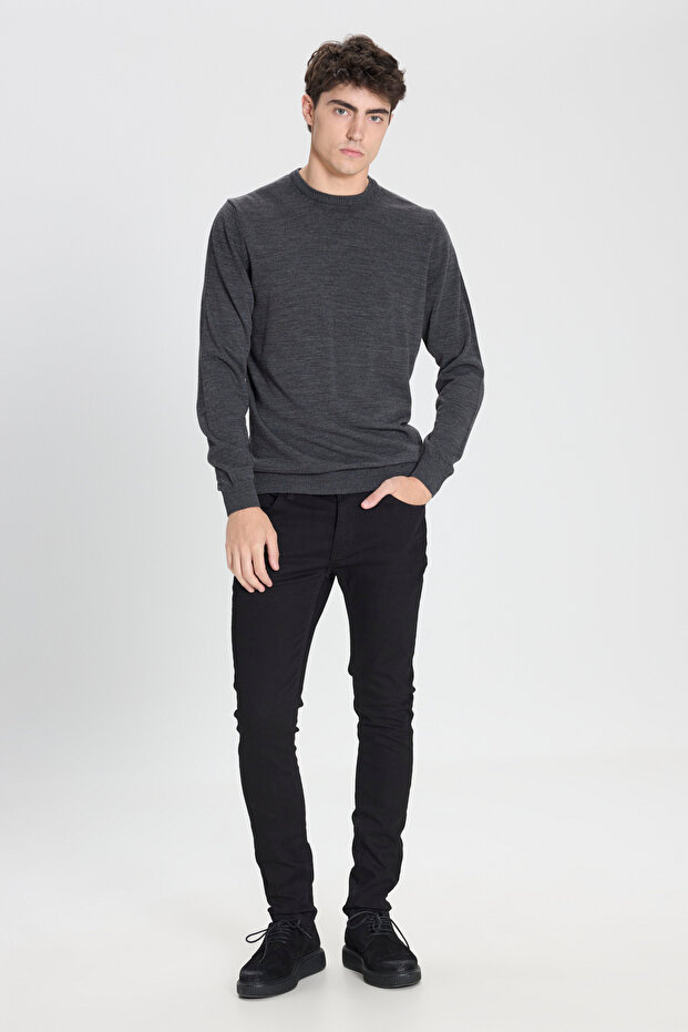 Pamuklu Likralı Esnek Slim Fit Dar Kesim 5 Cepli Kot Jean Denim Erkek Siyah Pantolon - 4