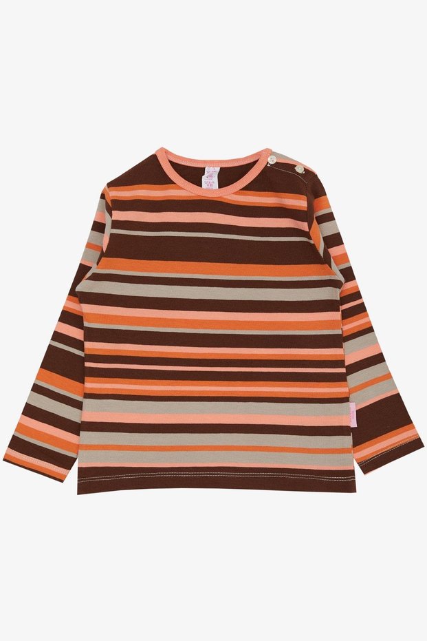 Baby Girl Long Sleeve T-Shirt Striped Placket 9 Months-3 Years, Mixed Color
