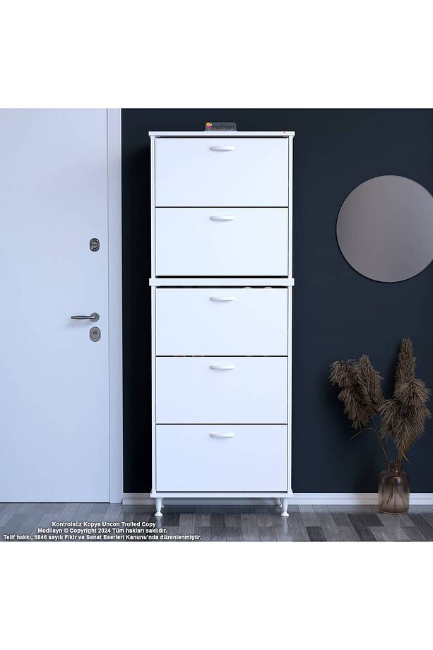 Varbi Umay' 2 Li Antre Hol 72 X193x 25, 5 Cm’ Lik 5 Düşer Kapak 10 Göz Raflı Ayakkabılık - 1