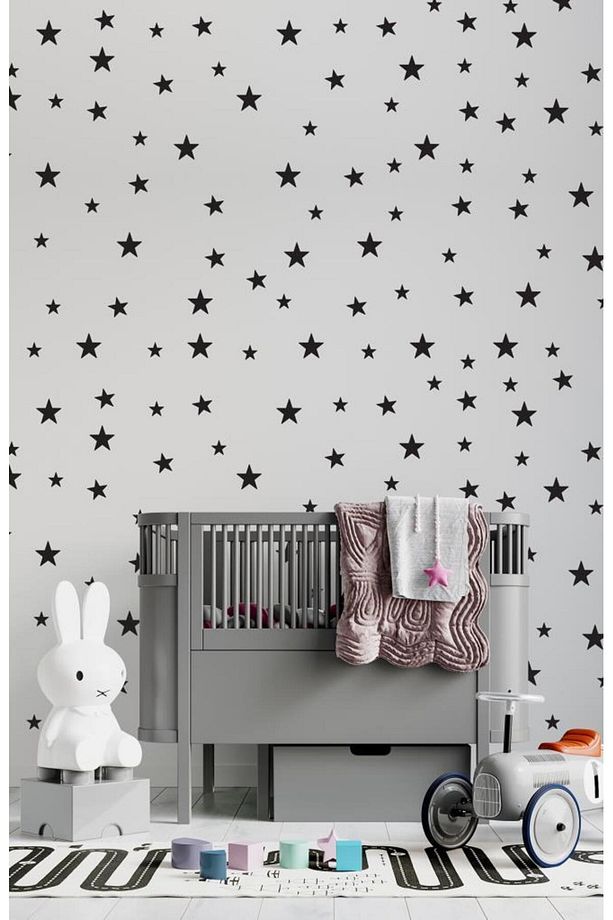 Yıldız Duvar Sticker Siyah 3-4-5cm 100 Adet Minimalist Duvar Modaya Uygun Çıkartmaları - 1