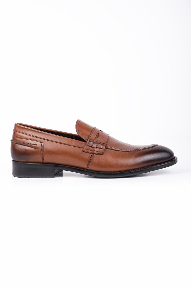 Men's Tan 100% Leather Analin Laceless Classic Shoes 1033245167