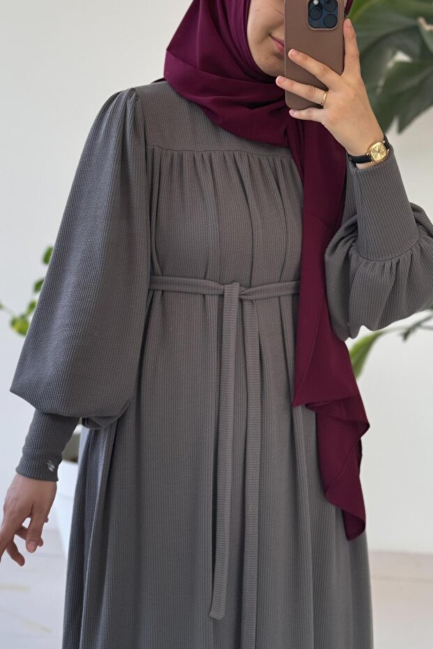 Ece Triko Elbise- Antrasit - 1