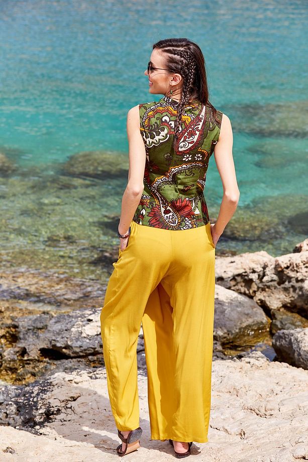 Kruvaze Beli Lastikli Cepli Bol Pantolon - 4
