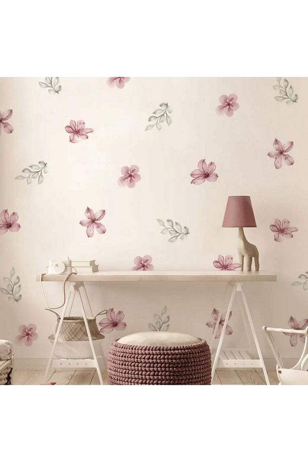 Botanik Çayır Çiçekli Boho Duvar Çıkartmaları, Çiçek Minimalist Duvar Modaya Uygun Çıkartmaları - 1