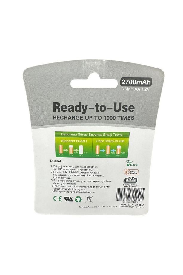 Aa 1.2v Ni-mh 2700mah Şarj Edilebilir Kalem Pil - 3
