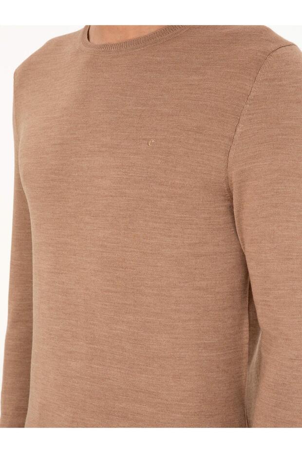 Camel Slim Fit Bisiklet Yaka Yün Karışımlı Basic Triko Kazak 50293301-VR015 - 7