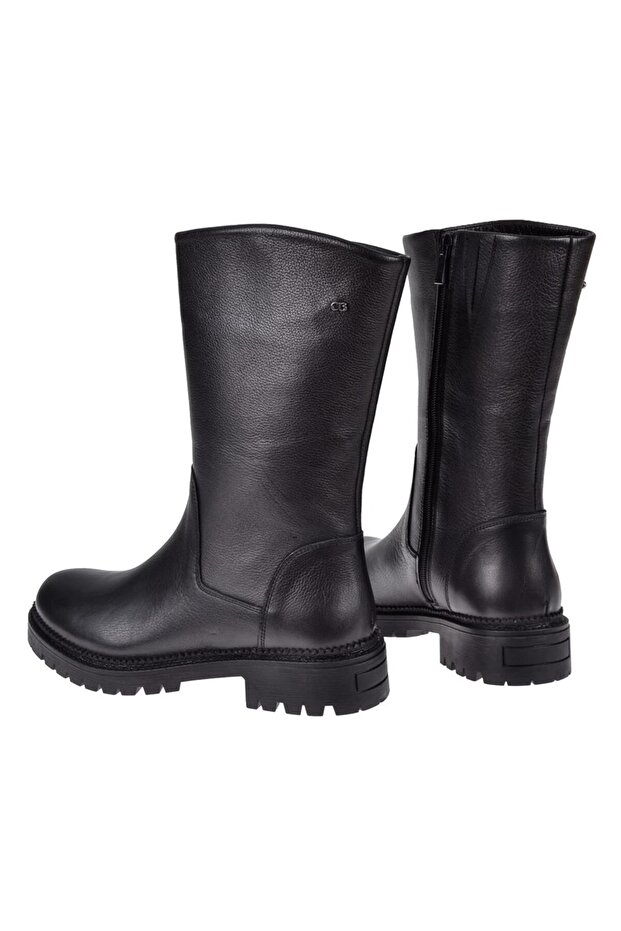 Castle Black Hakiki Deri Kadın Bot SK-52686 SİYAH - 5