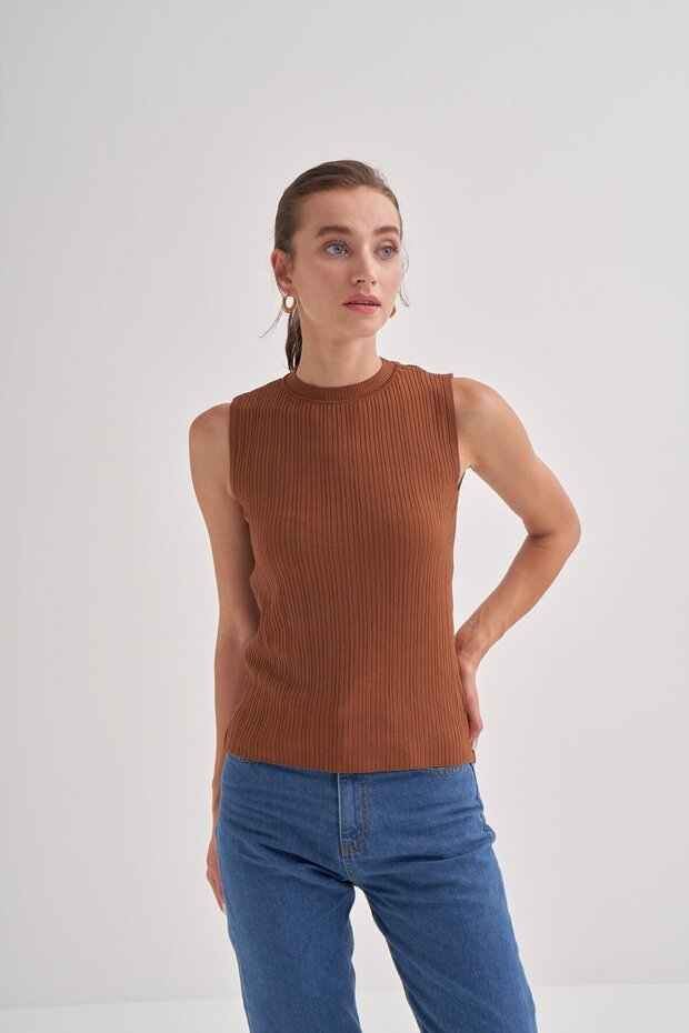 Ribbed Knitwear Undershirt Tile