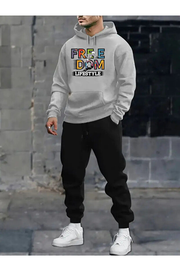 Unisex New Season Cotton Hooded Sweatshirt Sweatpants 2Li Set