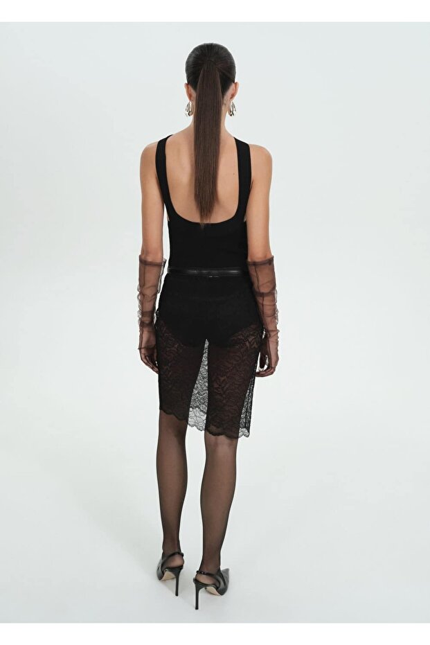 Yarı transparan güpür etek - 4