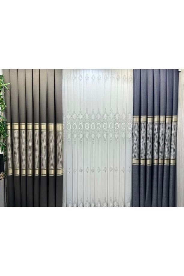 Nivemeshome Milano 4014 Gümüş Detaylı 1/3 Sık Pileli Tül Perde Apm - 5