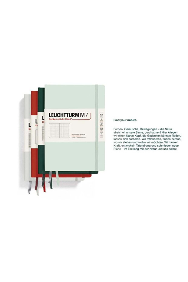 Leuchttrum 1917 Medium(A5) Sert Kapak, 251 Numaralandırılmış Çizgisiz Sayfa Defter Light Grey 367246 - 4
