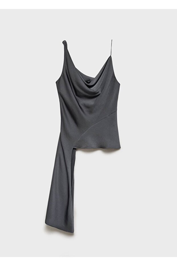 Drape yaka asimetrik bluz - 3