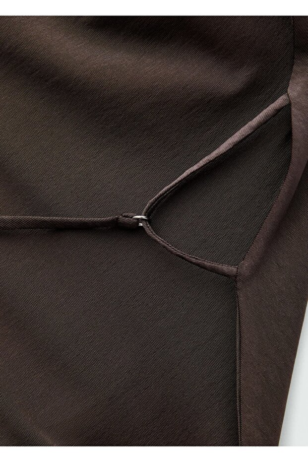 Drape yaka sırtı açık bluz - 7