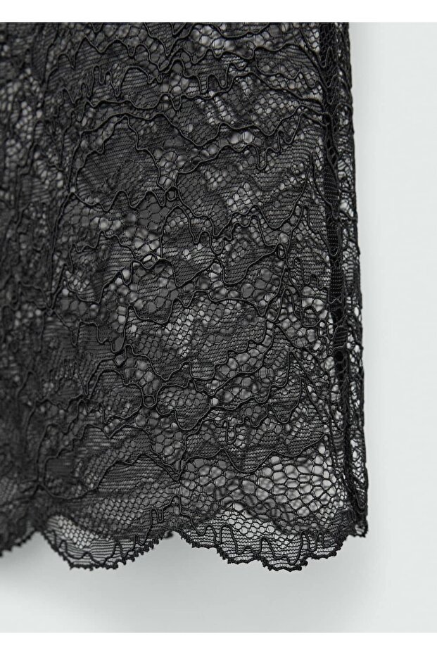 Yarı transparan güpür etek - 8