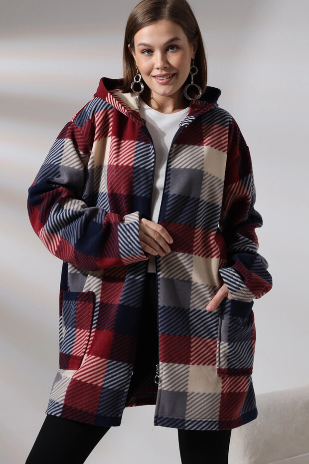 Plaid Pattern Fleece Jacket - 2