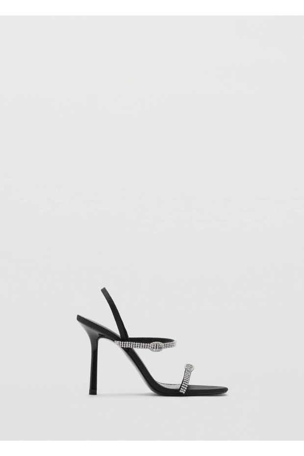 Strass Taşlı Topuklu Sandalet - 3
