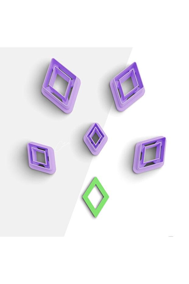 Rhombus Shaped Polymer Clay Mold, Earring Mold, Clay Cutter, 5 Sizes, No: 907