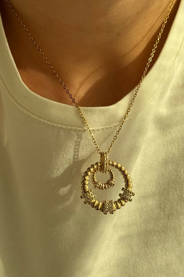 Sparkling Hoops Çelik Kolye - 1