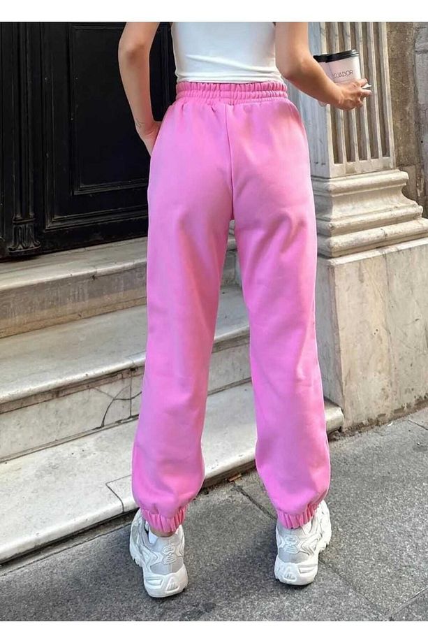 Kadın Pembe Basic Kalın Kışlık  Eşofman Altı Jogger - 2