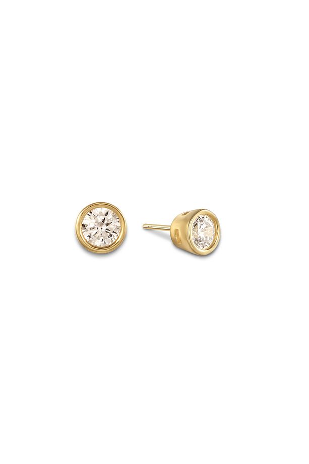Citrine Küpe 1 Mikron 18 Ayar Altın Kaplama (925 Ayar Gümüş Üzerine), Zirkonyum - 1