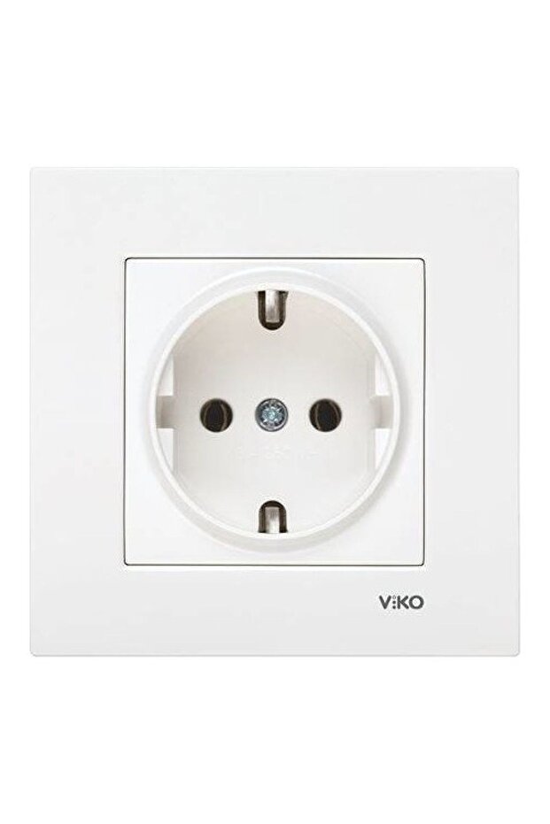 White Square Grounded Socket - 1