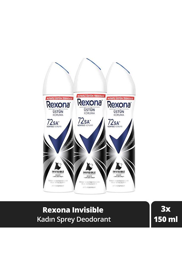 Kadın Sprey Deodorant Invisible 72 Saat Kesintisiz Koruma 150 ml X3 - 1
