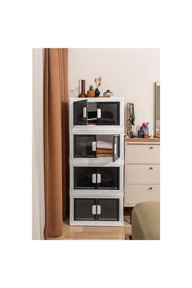 4'lü Portatif Çok Amaçlı Tekerlekli Modüler Dolap Banyo Mutfak Organizer Dolap - 1
