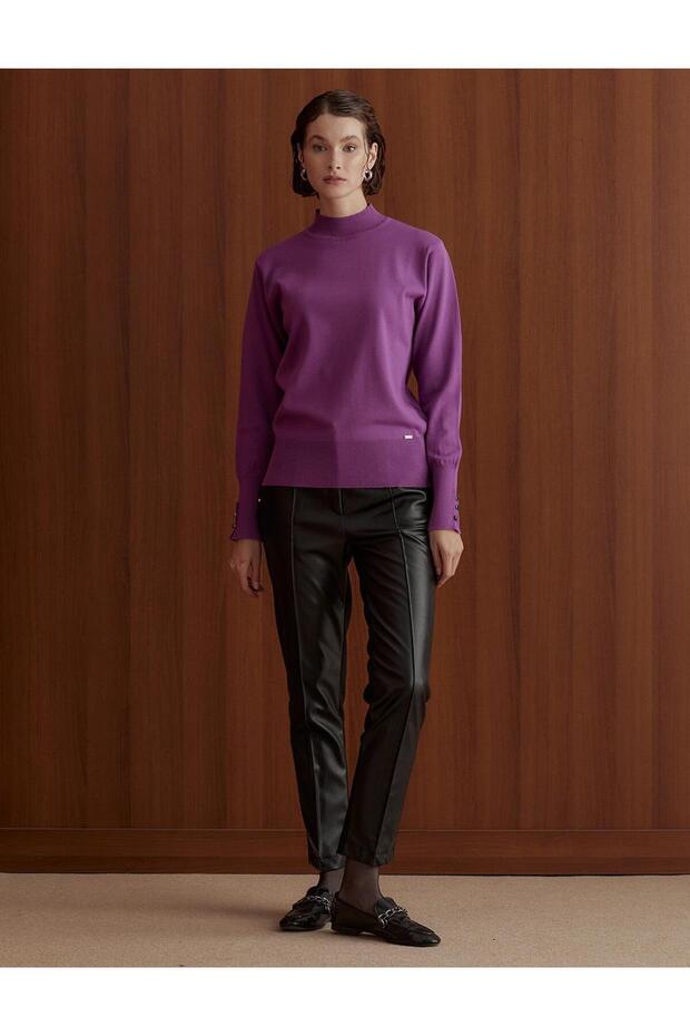 Basic Triko Bluz Fuşya - 3