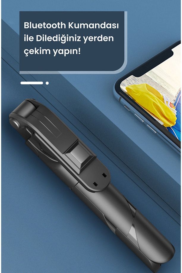 Bitonto Tripod Bluetooth Kumandalı Selfie Çubuğu Siyah - 2