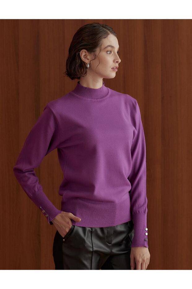 Basic Triko Bluz Fuşya - 4