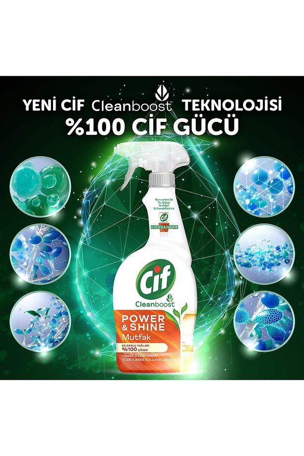 Sprey Temizleyici Power Ve Shine Mutfak Zorlu Yağları %100 Çözer 750ml 4adet - 6