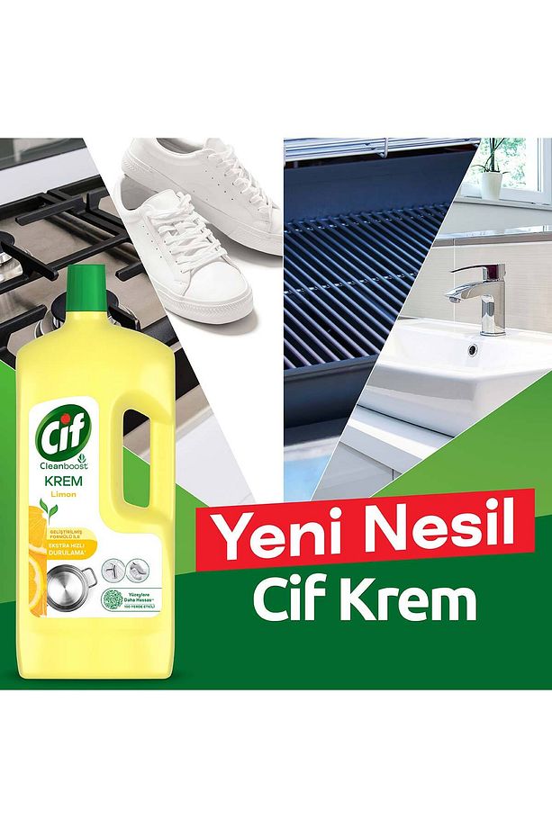 Krem Yüzey Temizleyici Limon Klor Boya Fosfat Paraben Içermez 1500 ml 2adet - 4