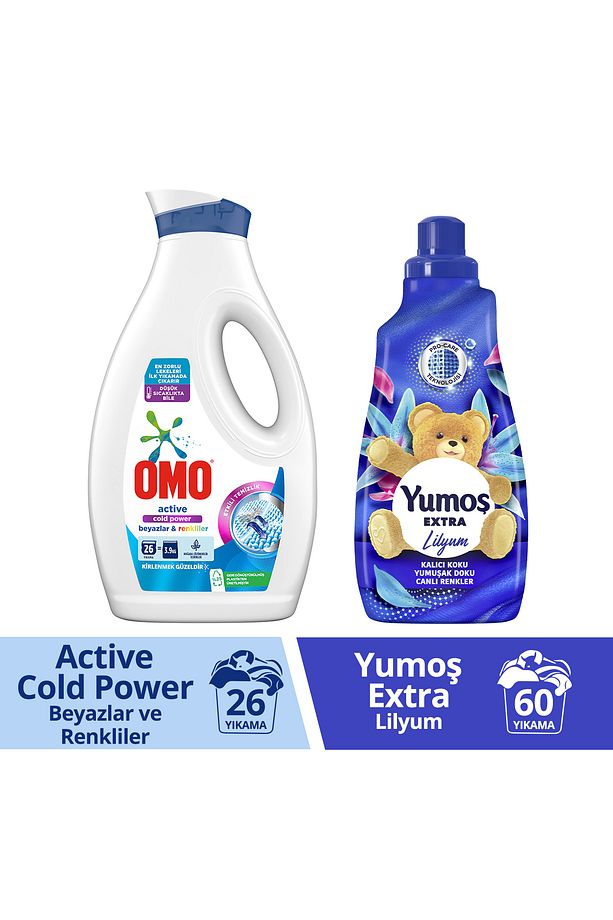 Sıvı Deterjan Active Cold Power Beyazlar Ve Renkliler 1690 ml X1 Yumoş Extra Lilyum 1440 ml X1 - 1