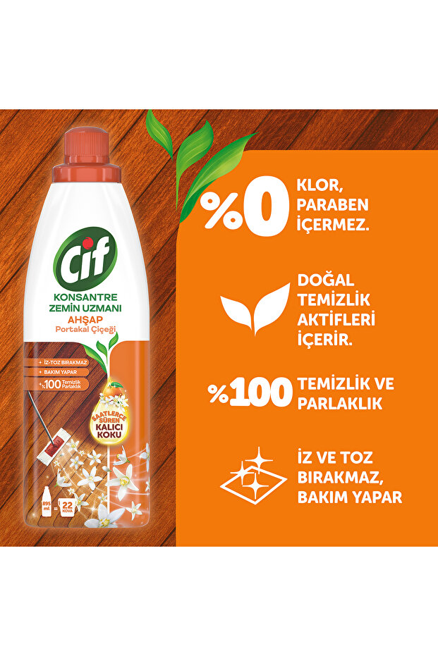 Konsantre Zemin Uzmanı Ahşap Portakal Çiçeği %100 Temizlik Ve Parlaklık 895 ml 2adet - 5