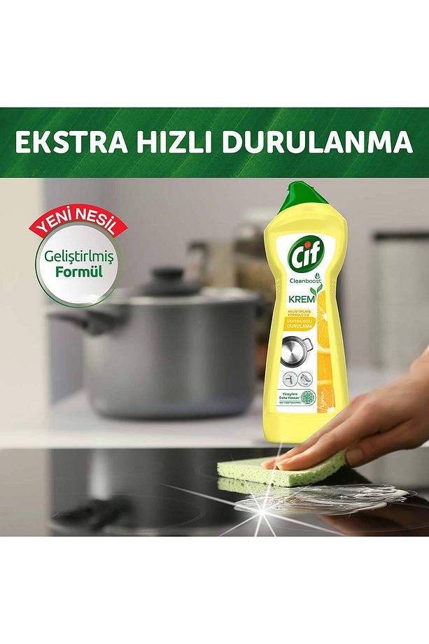 Krem Yüzey Temizleyici Limon Kokulu Klor Boya Fosfat Paraben Içermez 750 ml 4 Adet - 5