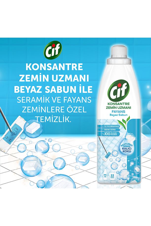 Konsantre Zemin Uzmanı Fayans Beyaz Sabun %100 Temizlik Ve Parlaklık 895 ml 4adet - 3