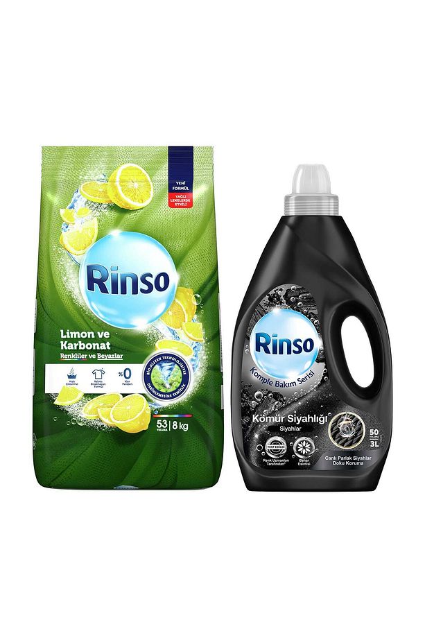 Sıvı Deterjan Kömür Siyahlığı 3lt 1adet Toz Deterjan Limon Renkli Ve Beyazlar 8kg 1adet - 3