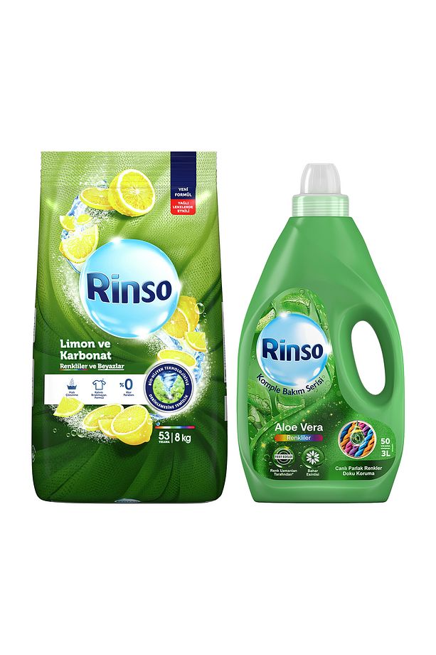 Sıvı Deterjan Aloe Vera Renkli 3lt 1adet Toz Deterjan Limon Renkli Ve Beyazlar 8kg 1adet - 3
