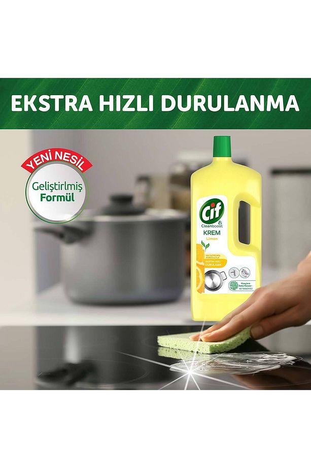 Krem Yüzey Temizleyici Limon Klor Boya Fosfat Paraben Içermez 1500 ml 2adet - 5