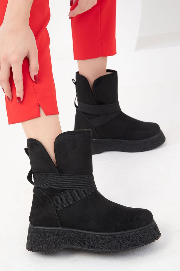 Siyah Süet Kadın Bot & Bootie 18480 - 3