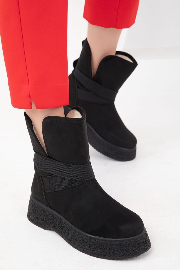 Siyah Süet Kadın Bot & Bootie 18480 - 5