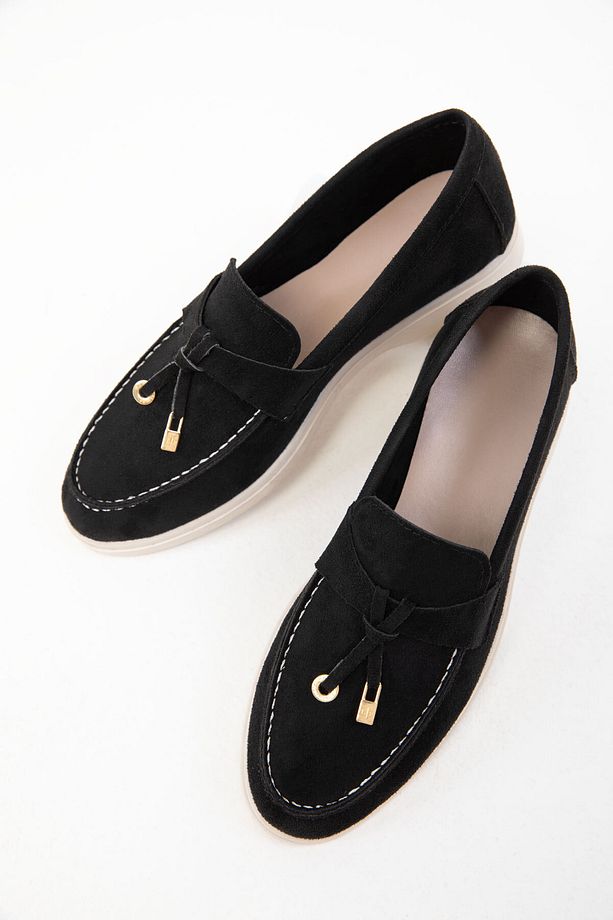 Siyah Süet Kadın Loafer Ayakkabı 19967 - 2
