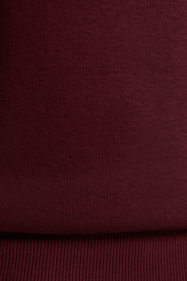 Bordo Kalın İçi Polarlı Regular/Normal Kalıp Bisiklet Yaka Basic Örme Sweatshirt TWOAW24SW00101 - 6