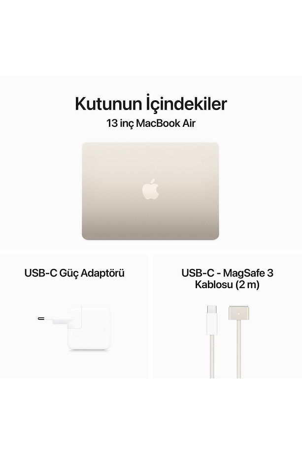 13-inch MacBook Air: Apple M3 chip with 8-core CPU and 10-core GPU, 24GB, 512GB SSD - Yıldız Işığı - 9