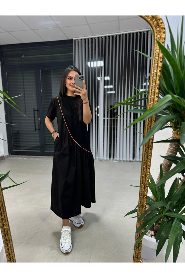 Dr 2575 Şerit Geçişli Elbise - 1