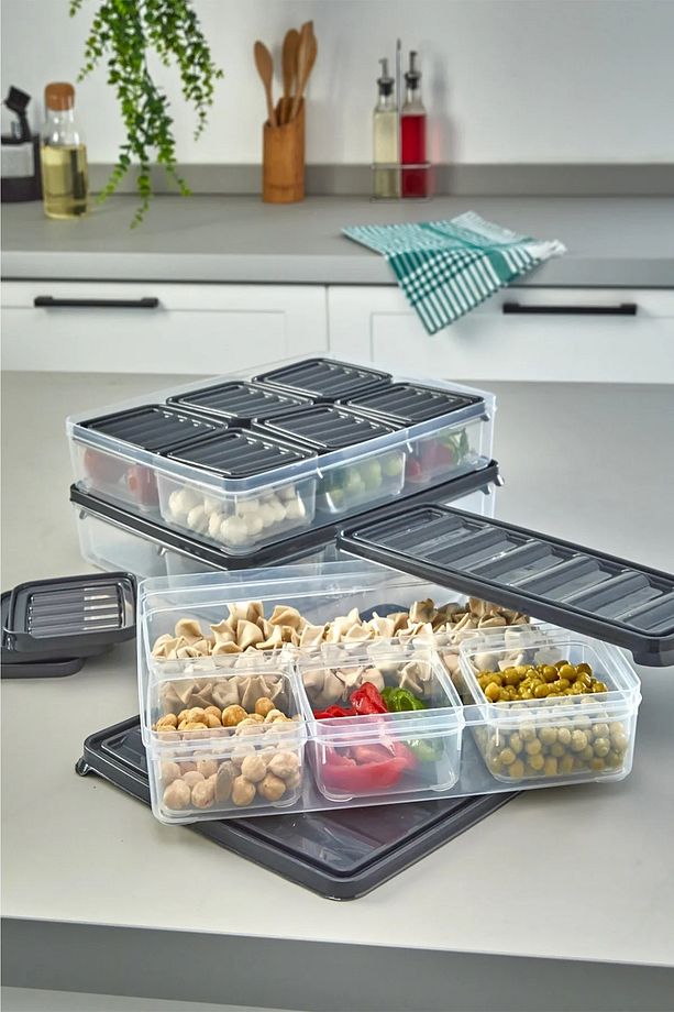18 Parça Saklama Kabı , Mikrodalga Uyumlu Saklama Kabı 2x2500ml, 4x1000ml, 12x250ml - 3