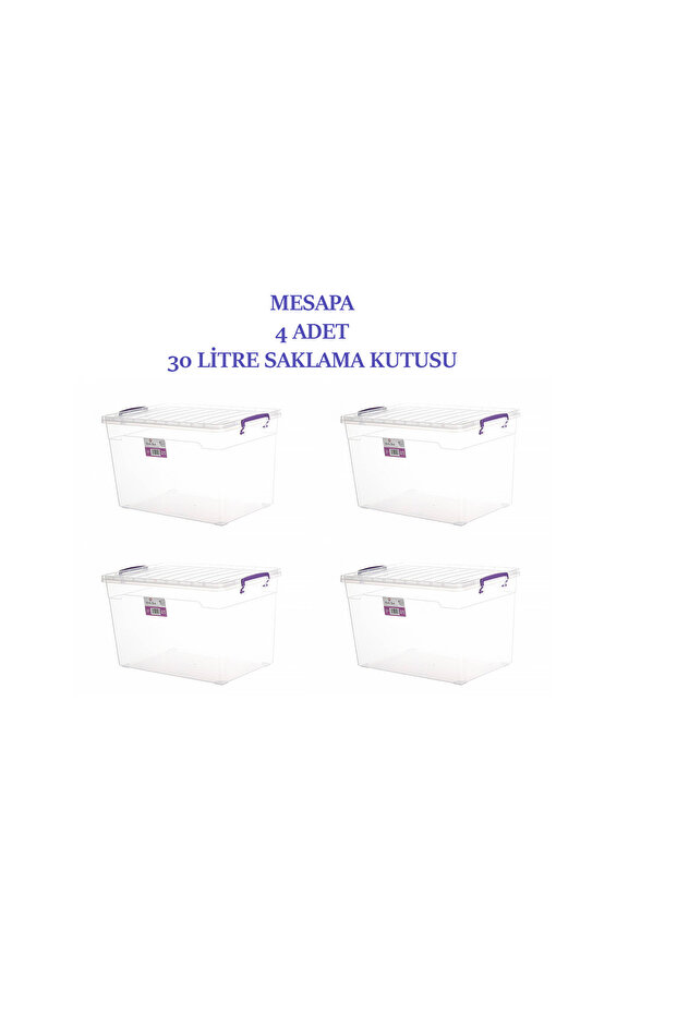 حاوية تخزين وحماية شفافة مستطيلة 30 لتر - صندوق تخزين بغطاء قابل للقفل - 3