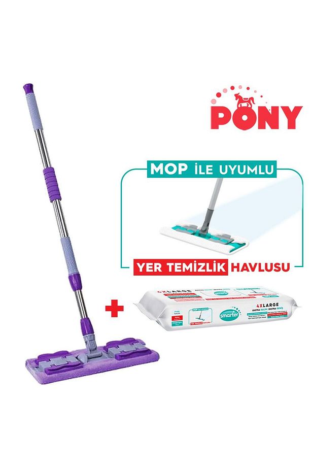 Mandallı Mop Yer Temizlik Havlusu Hediyeli Mikrofiber Yüzey Set Paspas Duvar Cam Kıskaçlı - 1